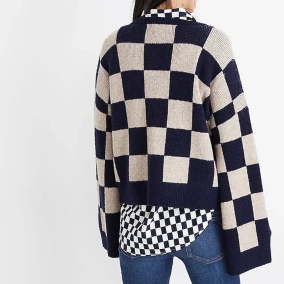 Madewell | Cardiff Checkerboard Crewneck Sweater | XS - Picture 6 of 12